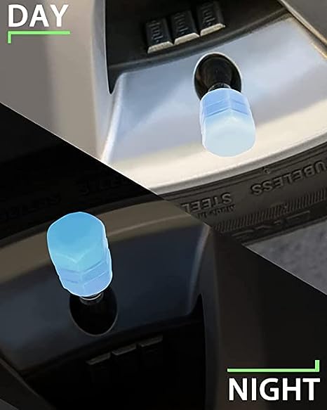 Tyre Valve Caps Luminous Glow Car Tire Air Stem Valve Cap Covers vaal cap ( 4 Pcs Mix Colour) (X1029)