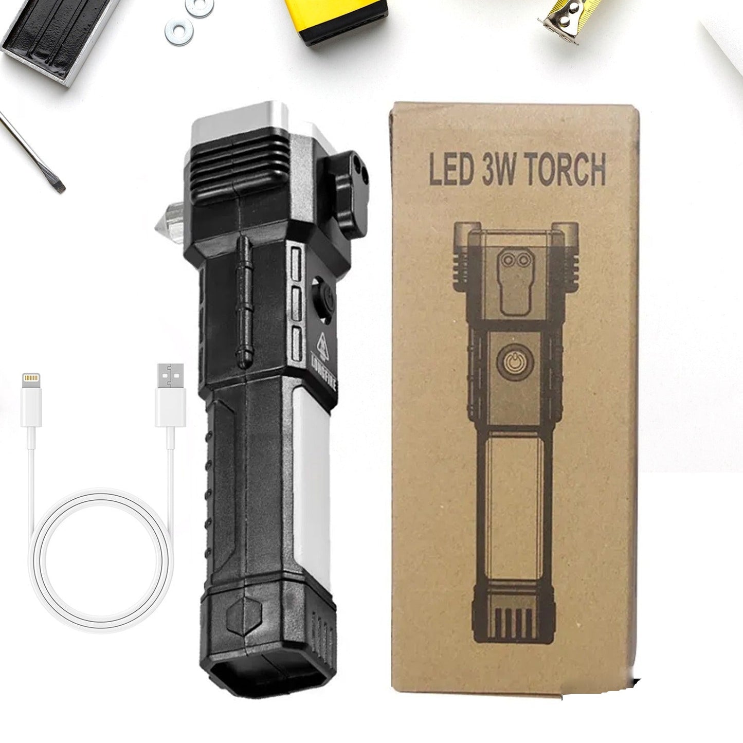 Portable 3w Rechargeable Torch LED Flashlight Long Distance Beam Range, (X634)