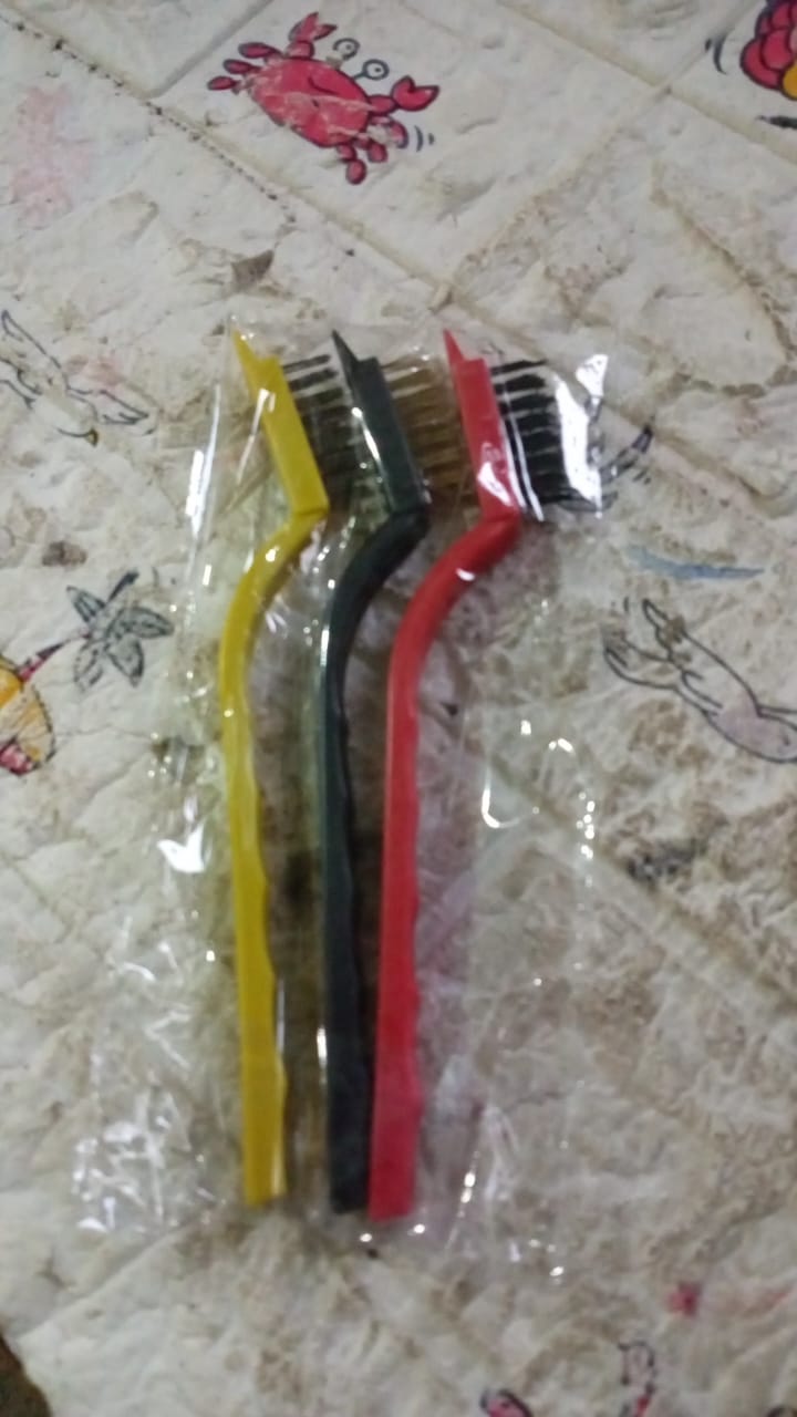 3pc Mini Wire Brush Set Brass Nylon Stainless Steel Bristles Household Cleaning Brush (3 Pcs Set)(X242)