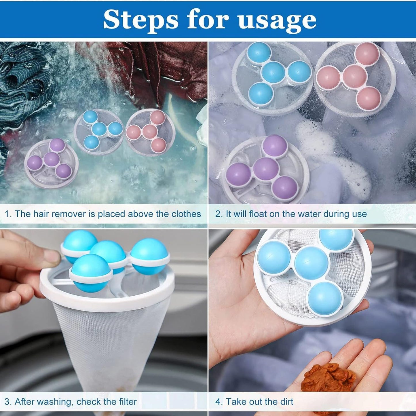 Laundry Ball Floating Lint Hair Remover Net Mesh Bag Dryer (1 Pc)(X67)