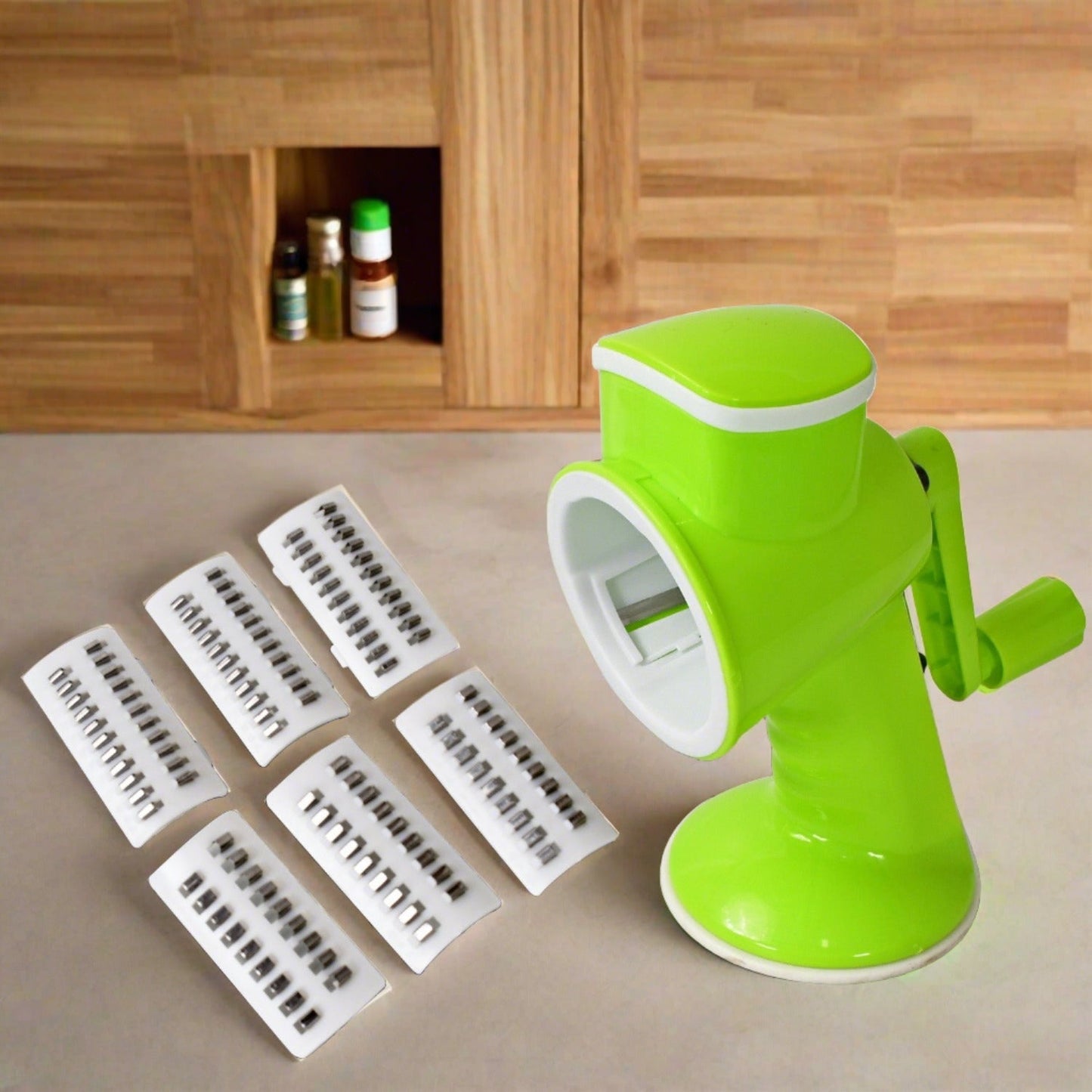 6 in 1 Multi functional Vegetable Cutter & Slicer Hand Machine Cutting, Slice, Cut Thick, Cut Silk All in one –Vegetable Chopper Cutter & Slicing Cutter Barrel - Vegetable Grater with 6 Removable Blades (X1003)