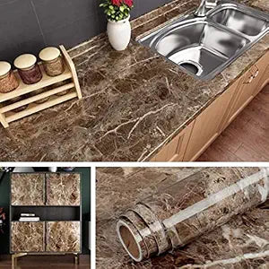 BROWN MARBLE ALUMINIUM FOIL KITCHEN STICKER (60*200)(YS+X165)