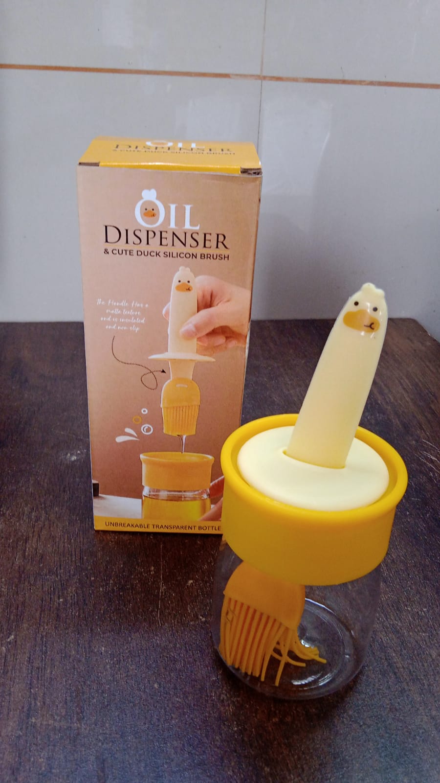 2 in 1 Oil Dispenser Bottle with Silicone Basting Brush (1 Set) (X334)