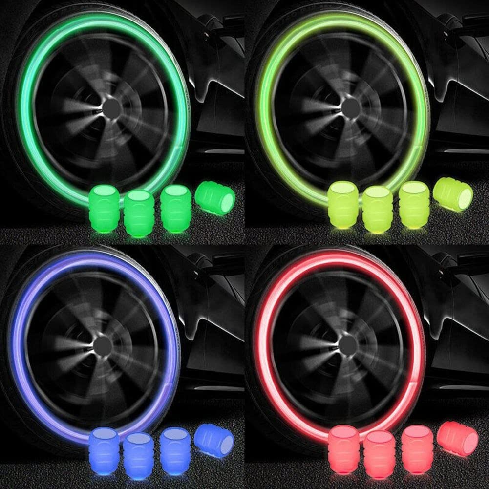 Tyre Valve Caps Luminous Glow Car Tire Air Stem Valve Cap Covers vaal cap ( 4 Pcs Mix Colour) (X1029)