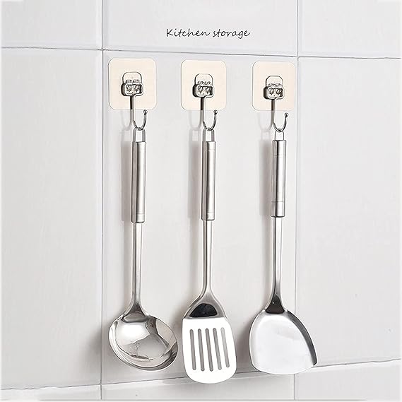 HOOK KADI TRANSPARENT / SELF ADHESIVE TOWEL HANGER RACK (PACK OF 10PCS) (X858)