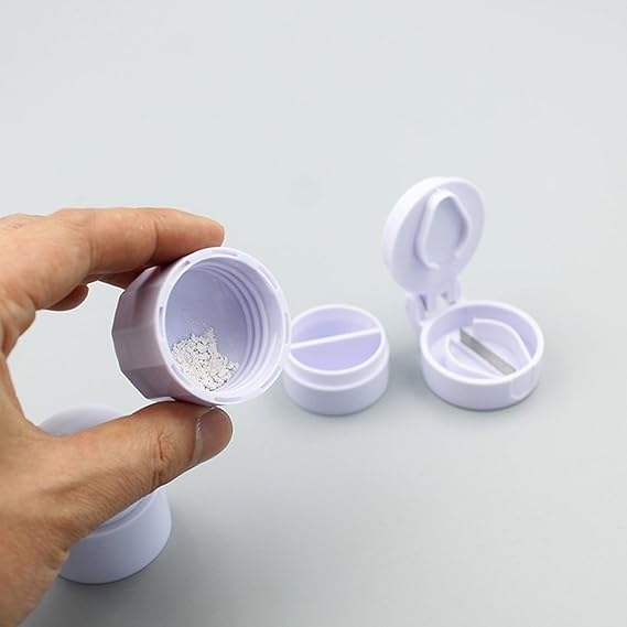 4-in-1 Layer Multipurpose Plastic Portable Pocket Size Tablet Medicine Cutter Divider With Partitioned Storage And Crusher Grinder Powder 1pcs (X857)