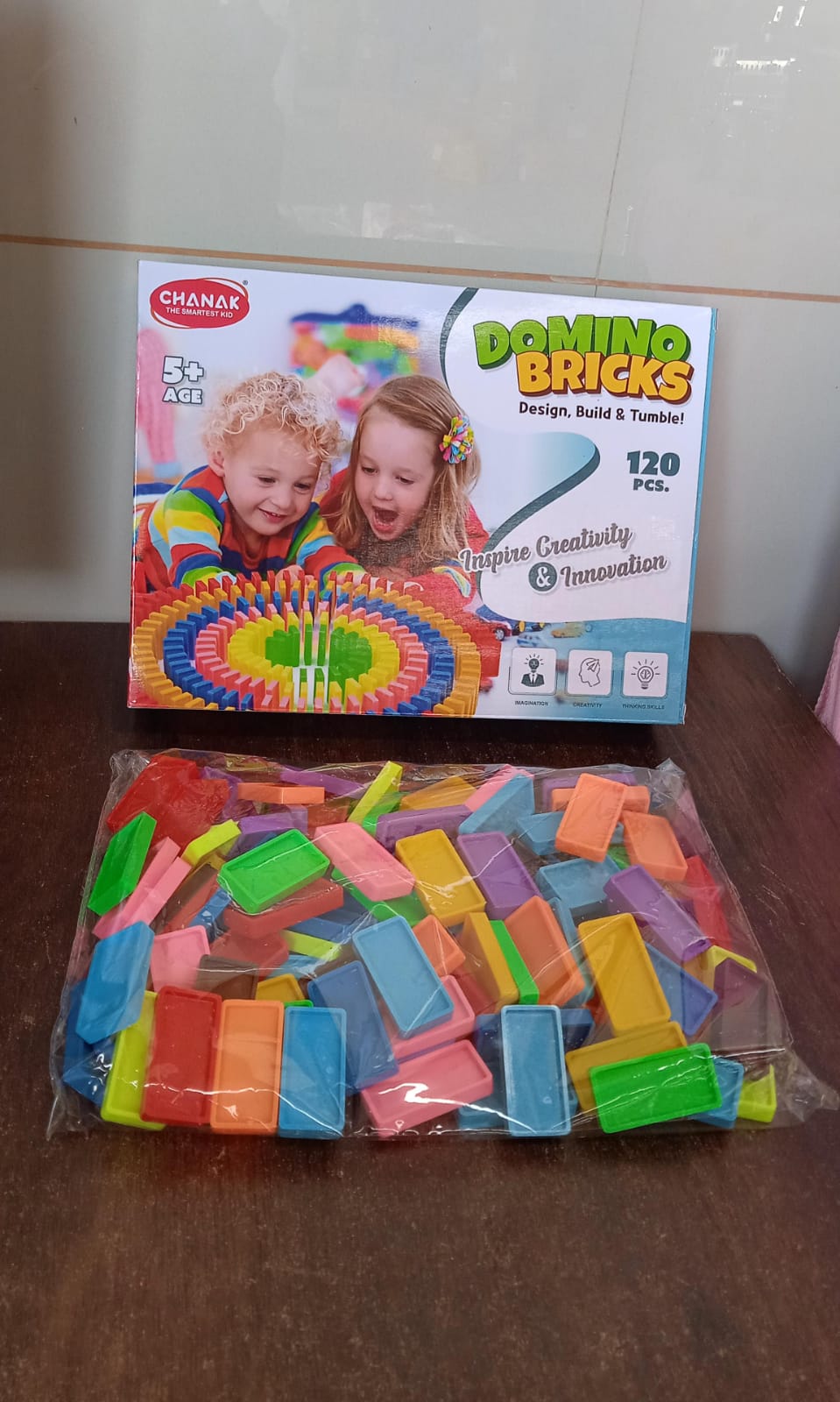 120 PCS Dominoes Blocks Set Multicolor Wooden (X3007)
