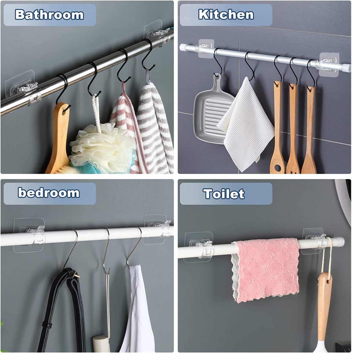 ROD HOLDER, CERTAIN PIPE HOLDER MULTIPURPOSE WALL STICKER (2PC) (YS+X122)
