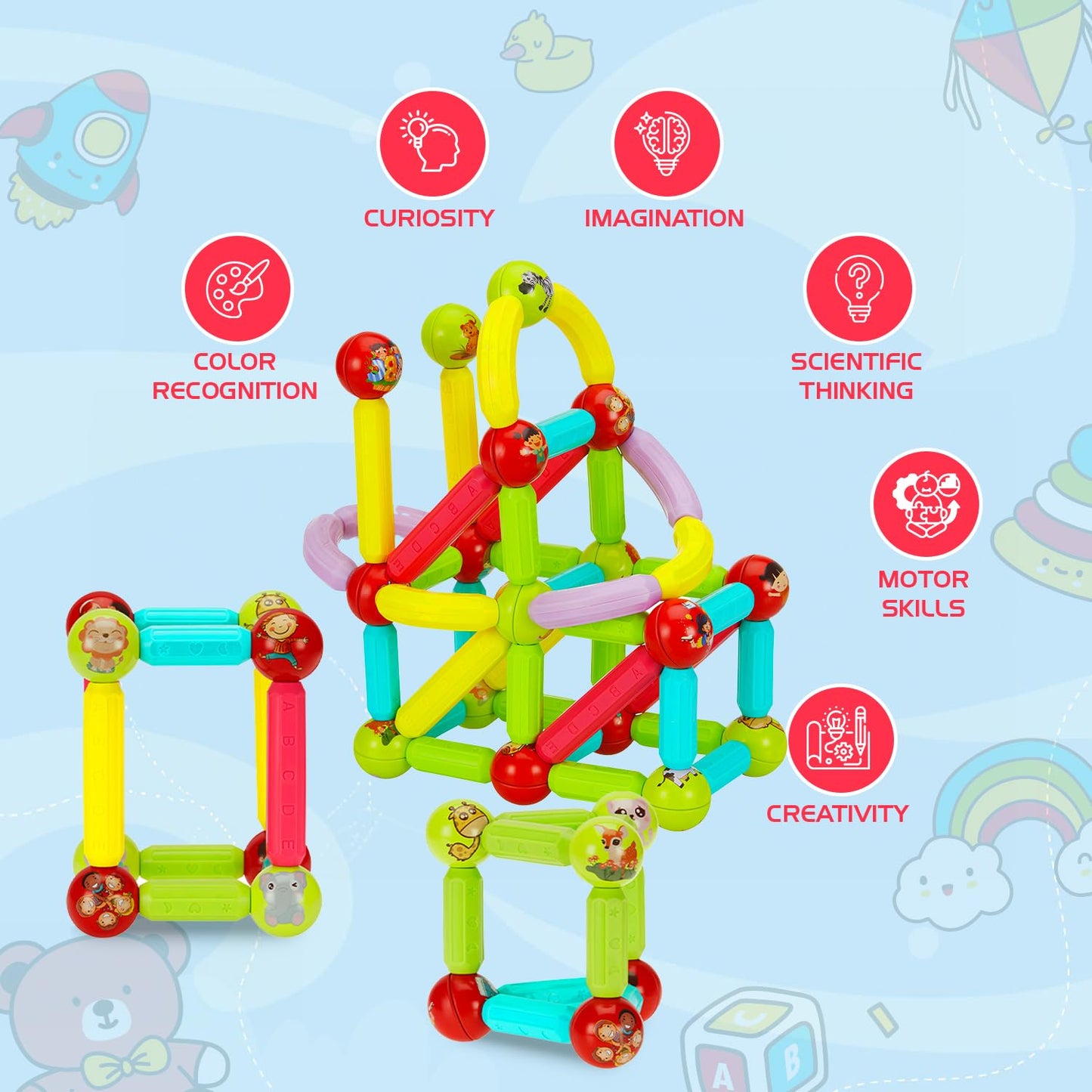Magnetic Blocks Tiles - 36Pcs (5-X178)
