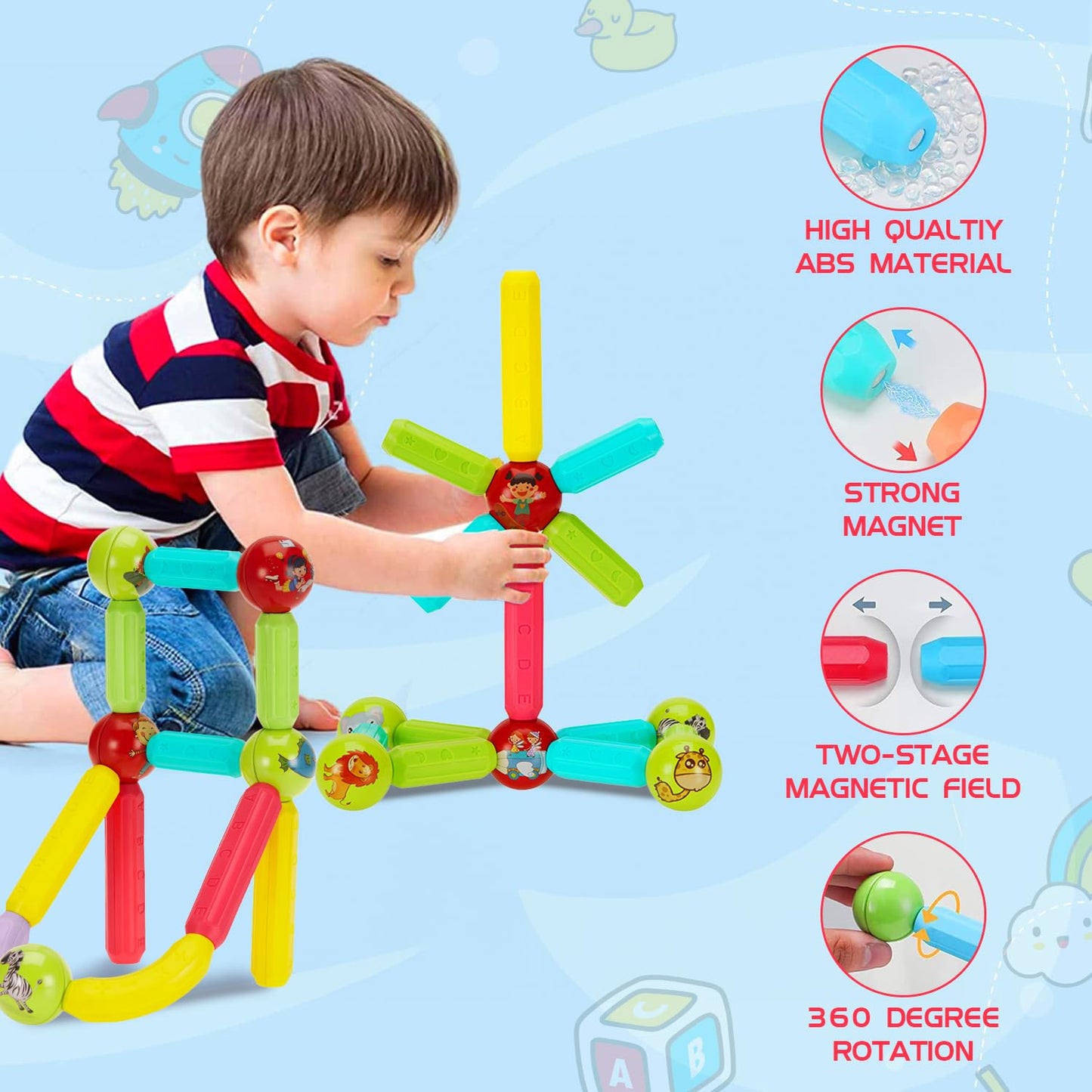 Magnetic Blocks Tiles - 36Pcs (5-X178)