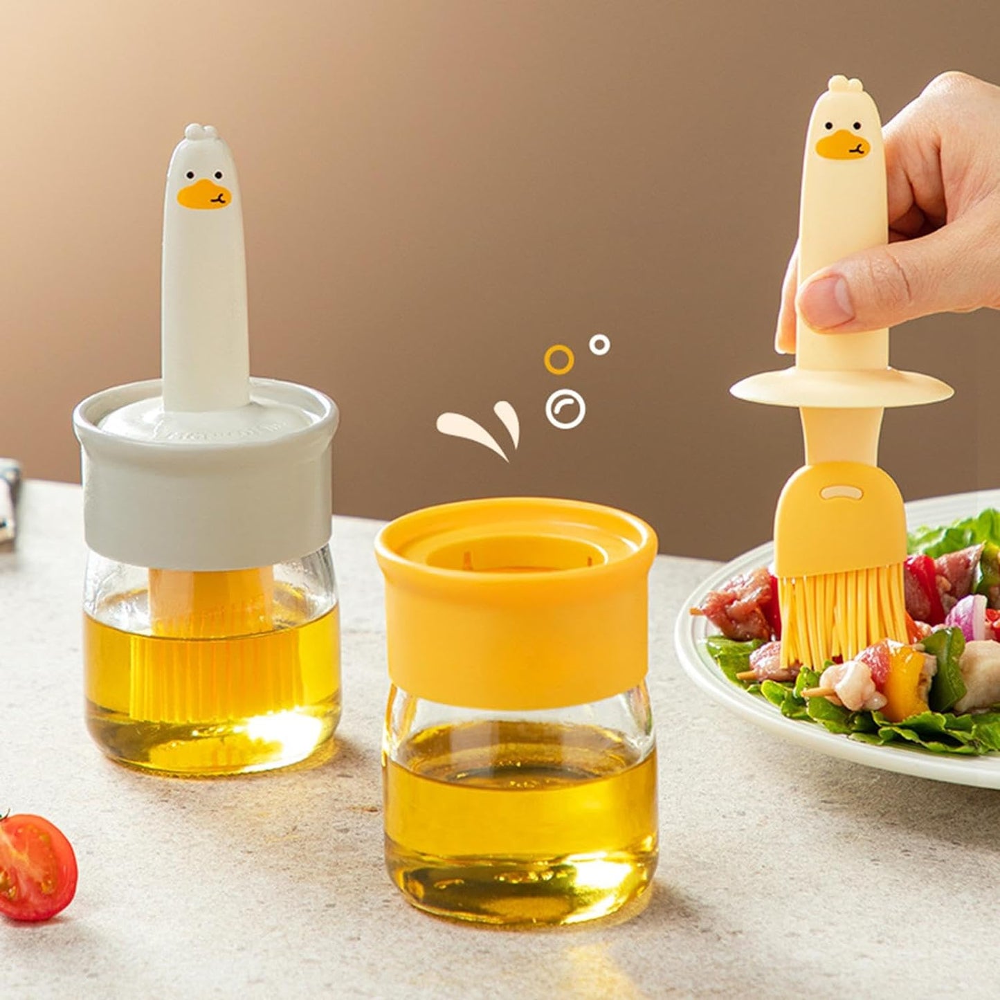 2 in 1 Oil Dispenser Bottle with Silicone Basting Brush (1 Set) (X334)
