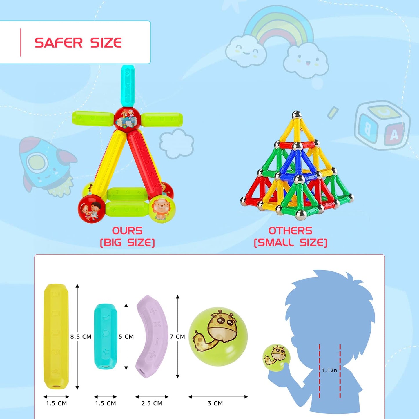 Magnetic Blocks Tiles - 36Pcs (5-X178)