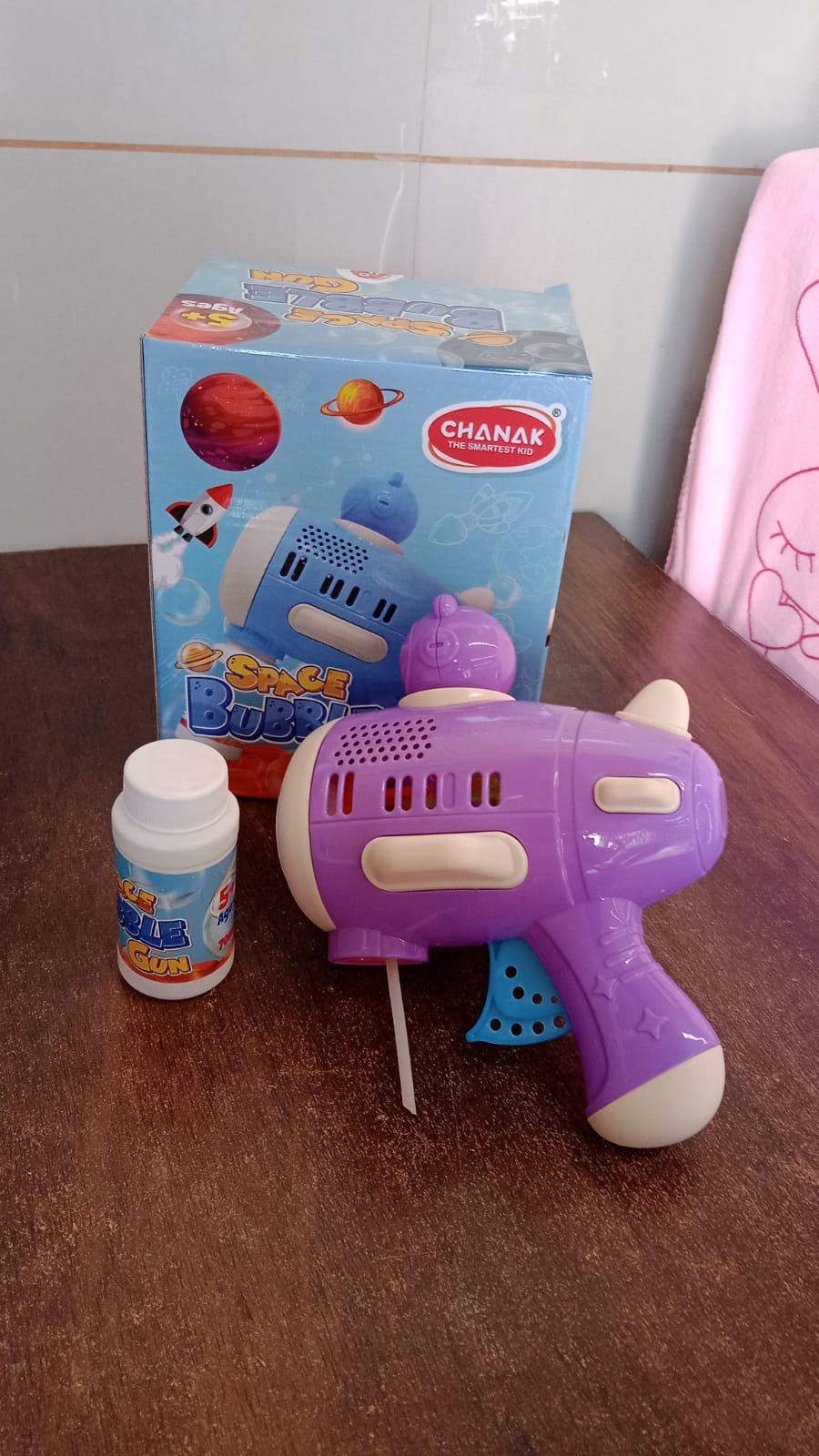Space Bubble Gun Toy For Kids (with Solution) (X607)