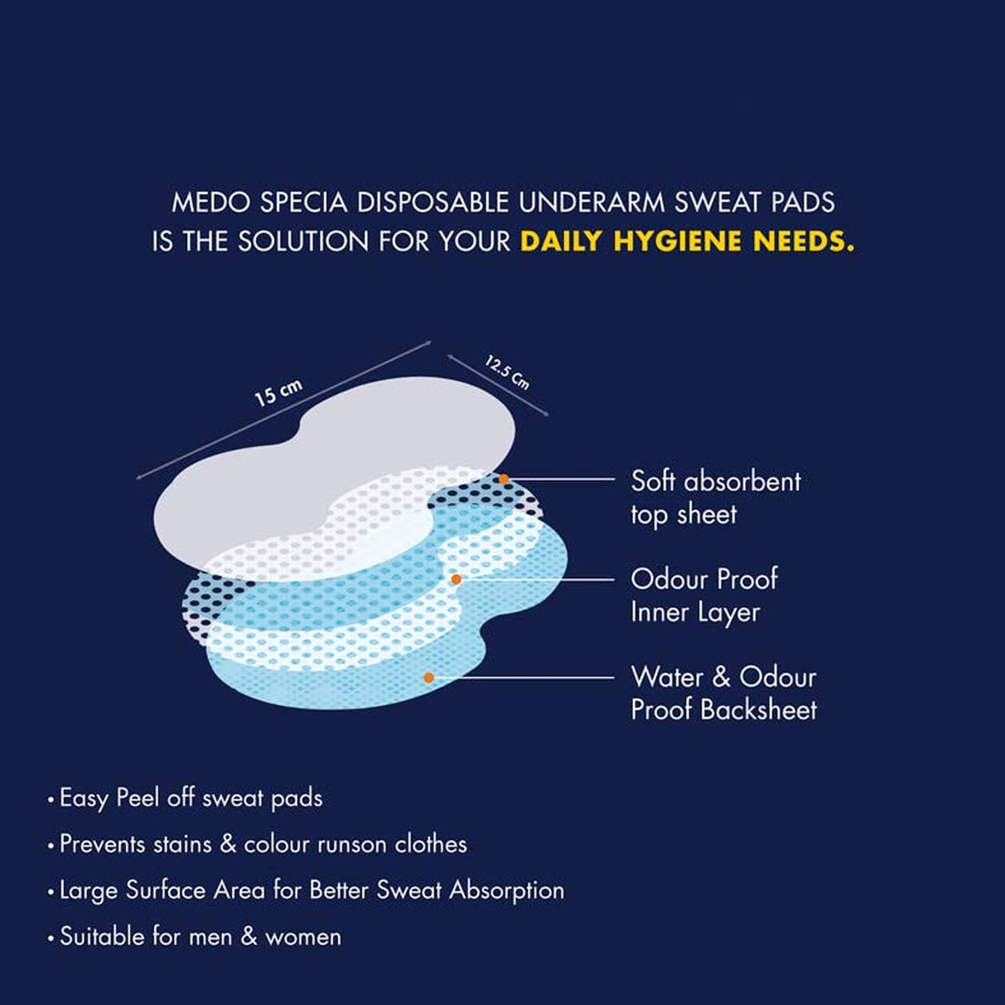 Underarms Sweat Pads Disposable Highly Absorbent Pads (Pack Of 10) (X813)
