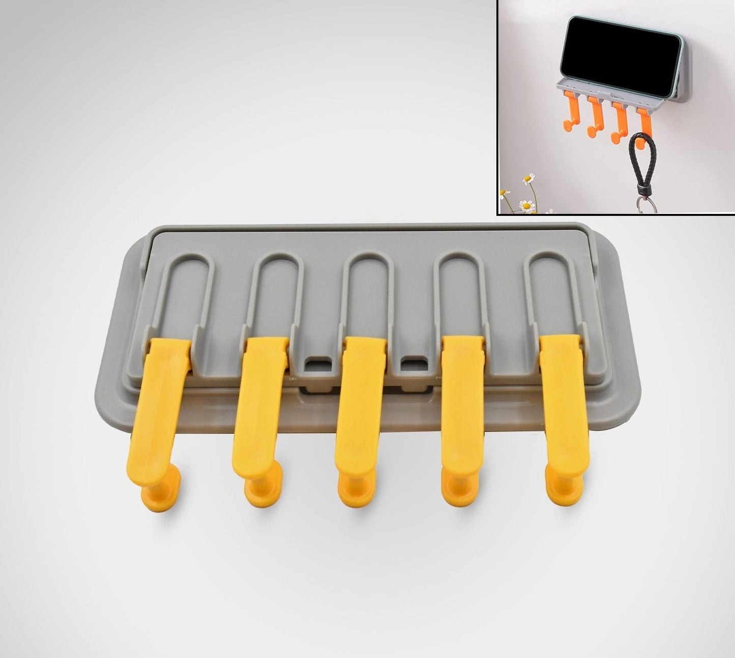 Foldable wall hook for towels and coats, with mobile stand