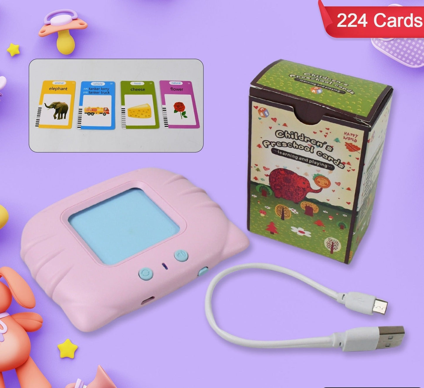 Learning Toys Flash Cards for Small Kids Educational Toys English Words (MKK+X32)