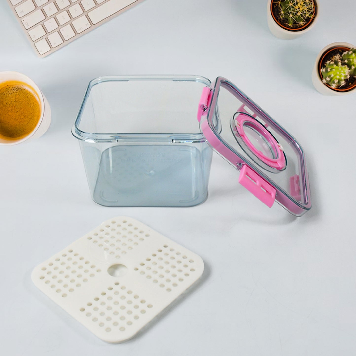 High Quality Plastic Food Storage Container Clear Washable Refrigerator Food Box Food Container Fruit Box Container With Lid (1400 Ml)