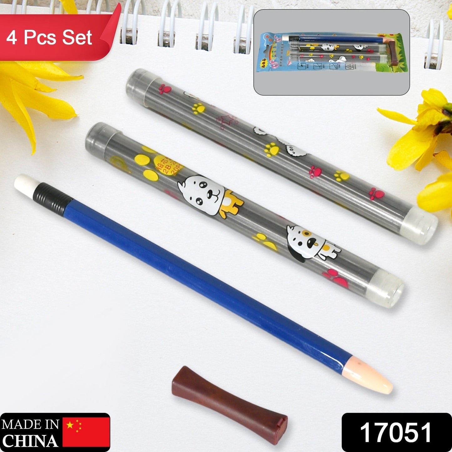 Mechanical Lead Pen Pencil | With 40 Leads | Matt Black ABS Plastic Round Body | Ideal for Writing Drawing Outline Sketching (2mm Lead Pencil)