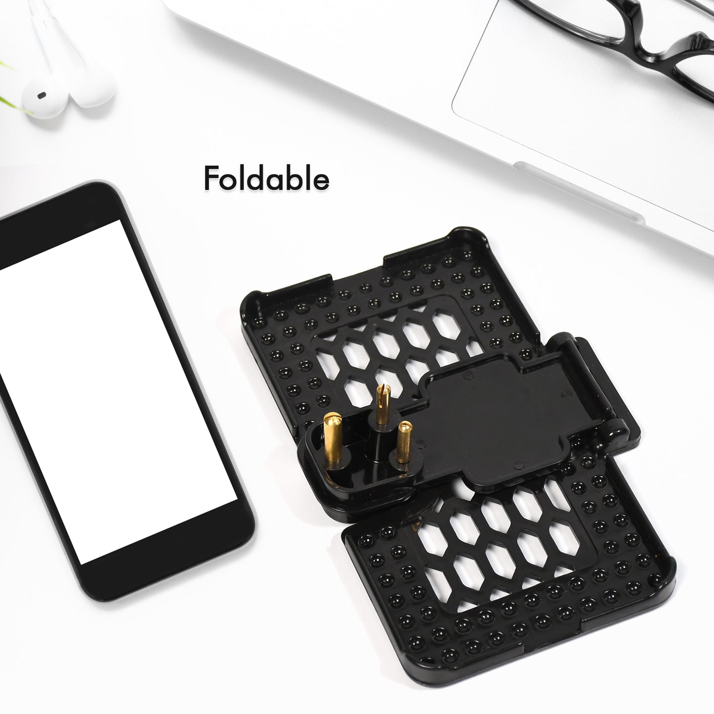 Multi-purpose Wall Holder Stand For Charging Mobile Just Fit In Socket And Hang ( Black ) (X846)