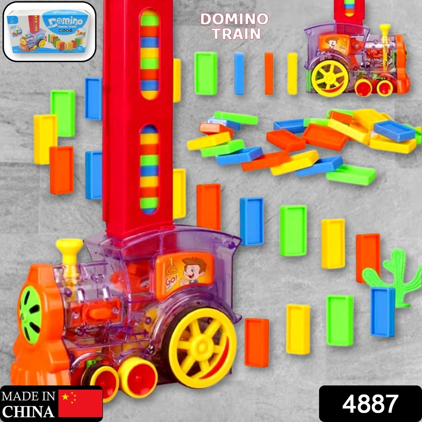 Play Game Transparent Funny Train Engine with Blocks Set 60 Blocks Toy with Music and Lights Automatic Blocks Toy Train Set for Kids ( Batteries not included) (X2119)