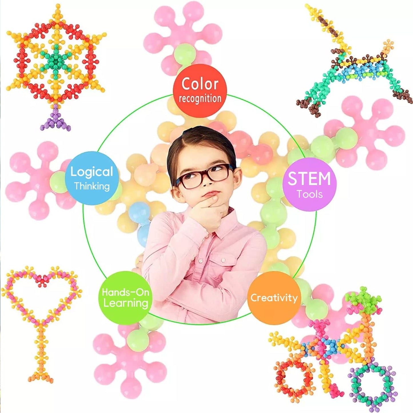 Star Shaped Star Block Interlocking Blocks Colorful Star Building Blocks (100 Pcs Set) (X717)