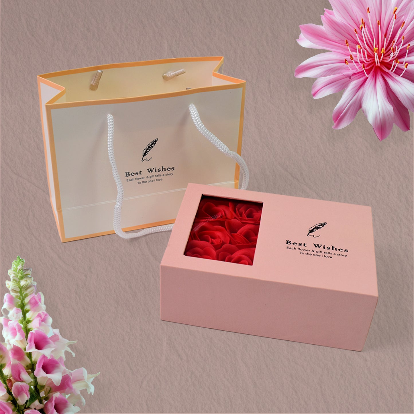 Jewellery Gift Box With Lids Roses Packaging Box With 6 Roses (1 Set) (X196)