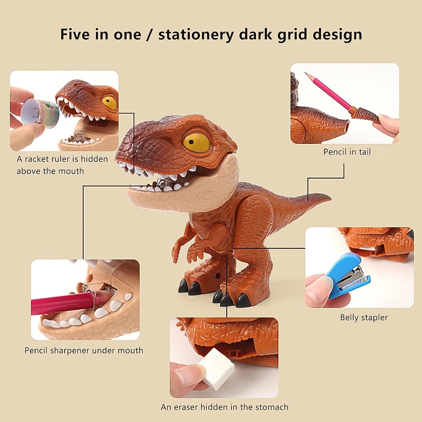 Dinosaur Stationery Set 5-in-1 Dinosaur (1 Set) (X1007)