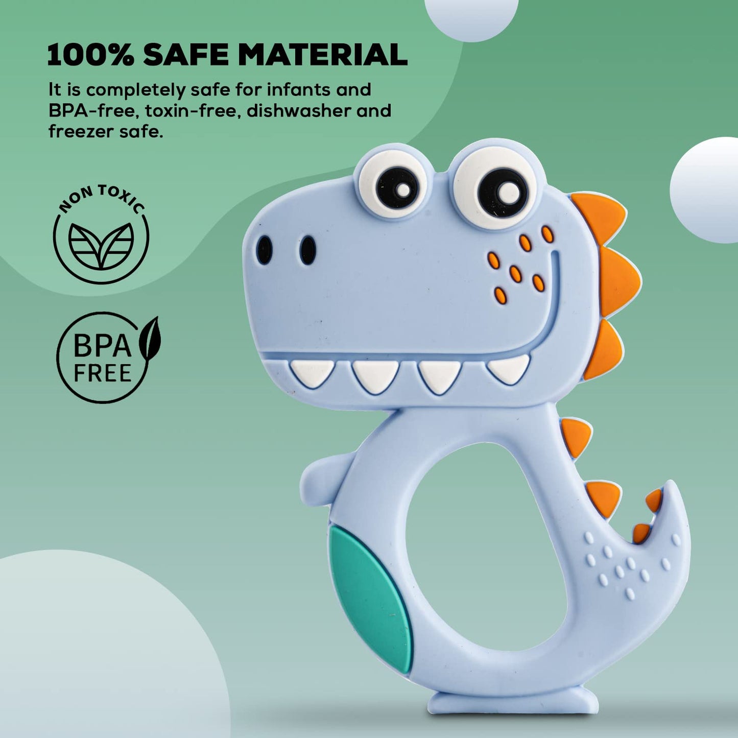 Silicone Dinosaur Teether For Baby (1 Pc Mix Design Color) (X1005)