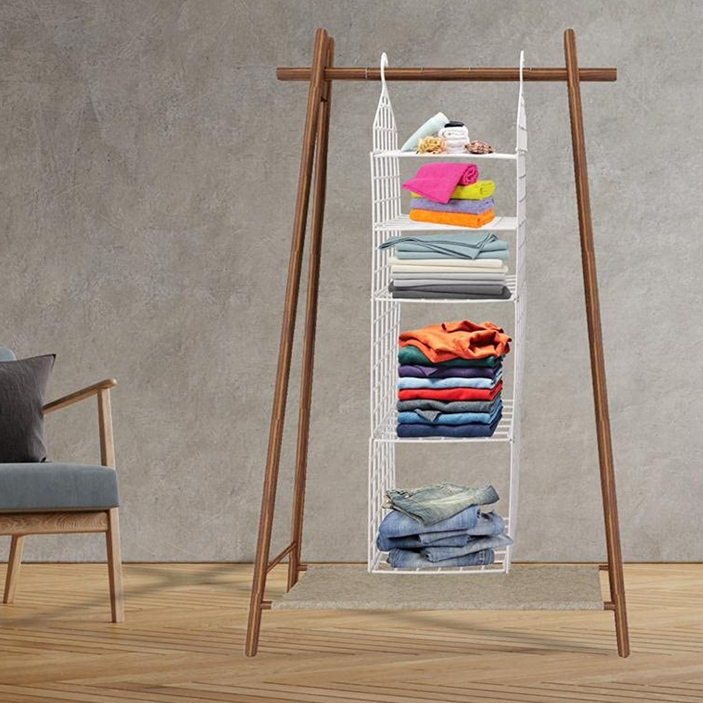 Multipurpose 5 Layer Folding Clothes Storage Rackscloset For Students Wardrobe Shelves Socks Scarf T-shirt Etchanging Organizer Storage Holders Racks