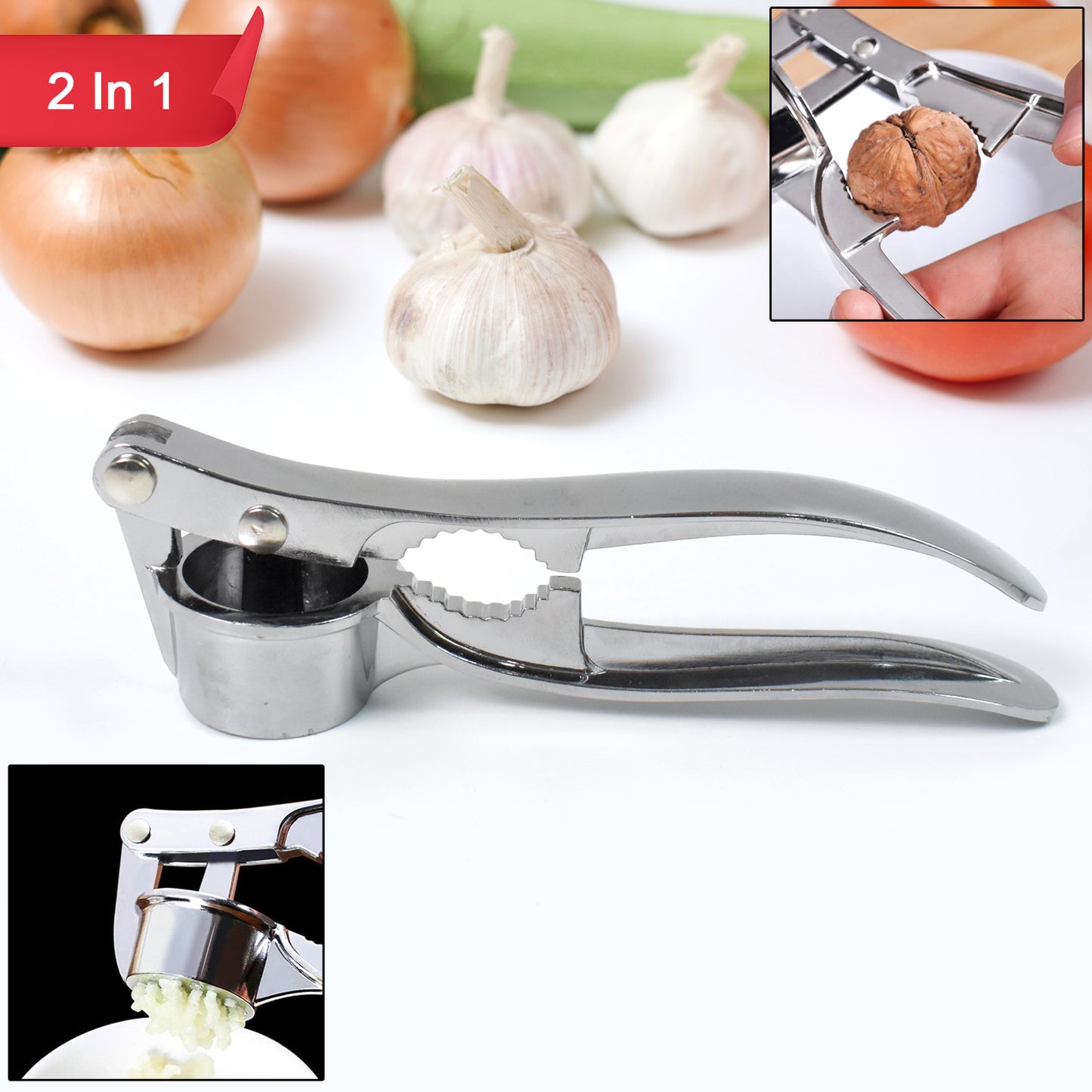 2 In1 Garlic Masher Premium Garlic Press Walnut Cracker Opener (1 Pc) (X726)