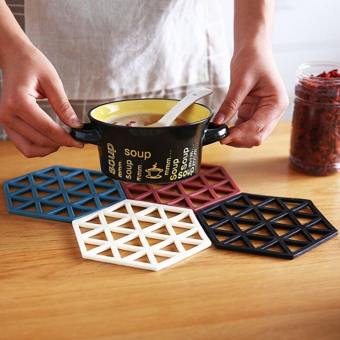 Cup Mat Pvc Tea Coaster Non-slip Placemat High Temperature Insulation Pad Hollow Pot Mat Bowl With Anti-hot