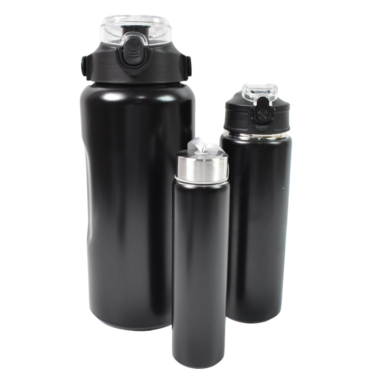 3 In 1 Stainless Steel Insulated Water Bottle Double Wall Vacuum (3 Pcs Set Different Size)(MKK-X108)