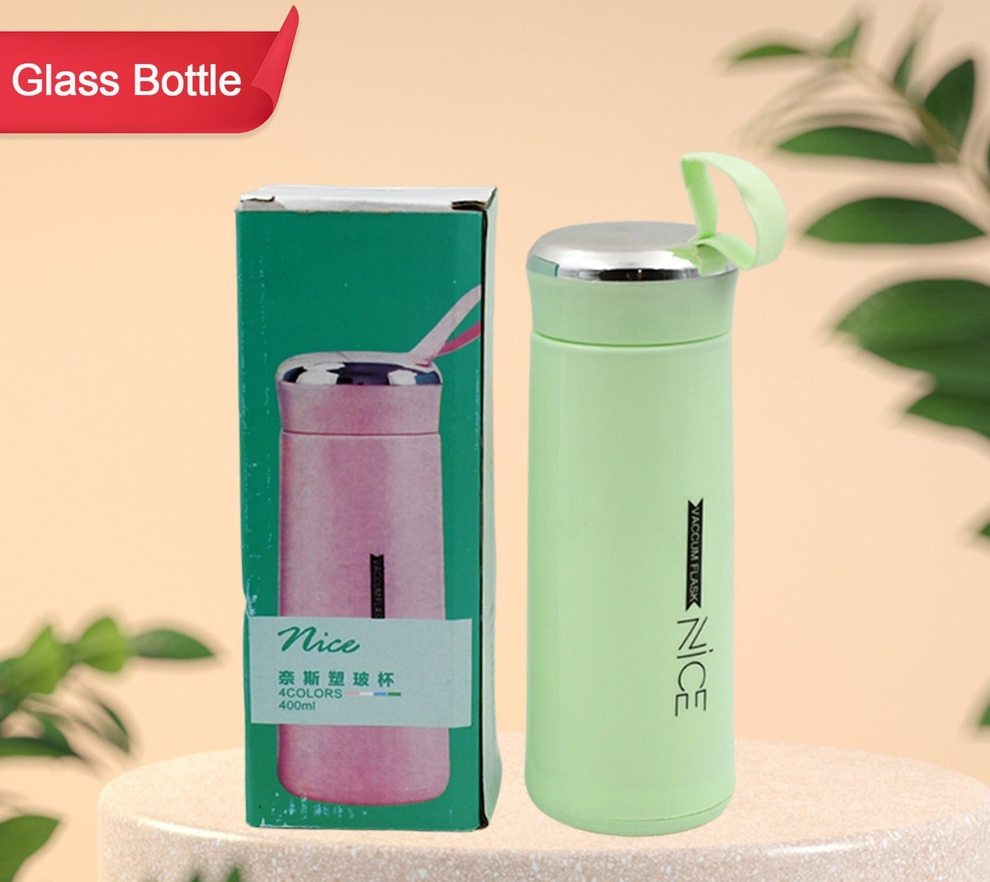 6955 Outdoor Sport Water Bottle 400ml Leak Proof Bpa-free For Travel Cold And Hot Water Glass Water Bottle With Daily Water Intake For Gym And Children (Moq -100 Pc)