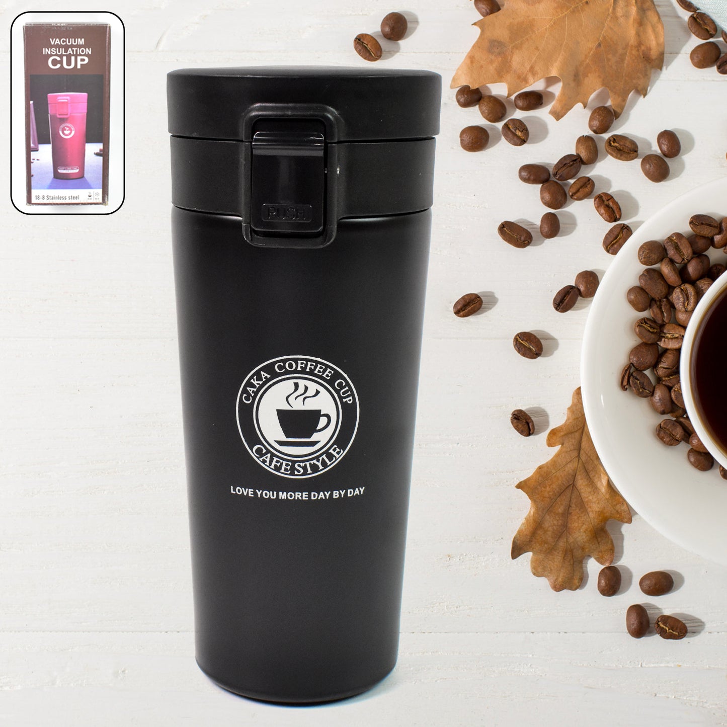 Coffee Travel Mug Insulated Coffee Cup With Leakproof Lid (380ml Approx 1 Pc) (MKK-X110)