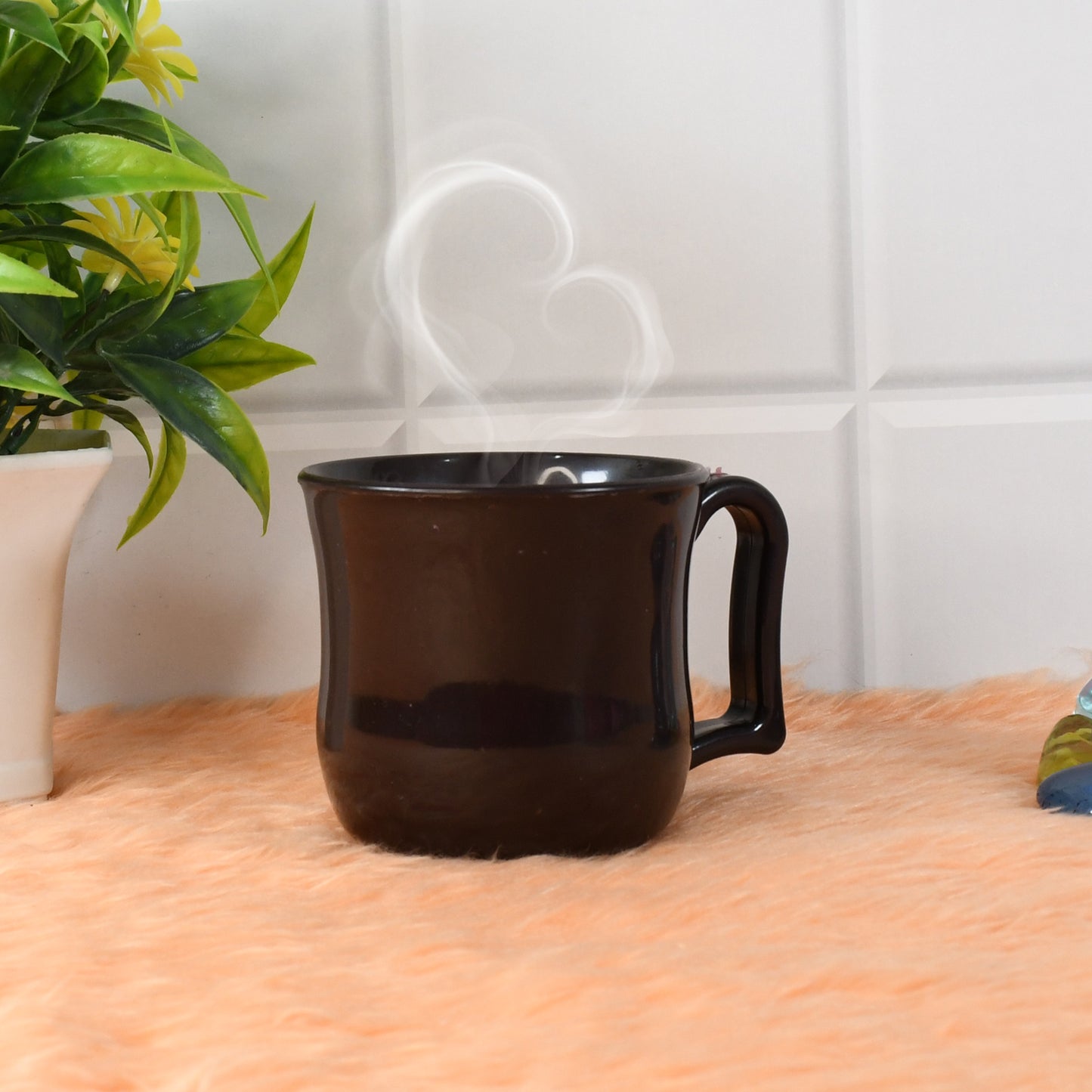 Premium Plastic Coffee Tea Cups Mug With Handle (1 Pc With Color Box Black) (X959)