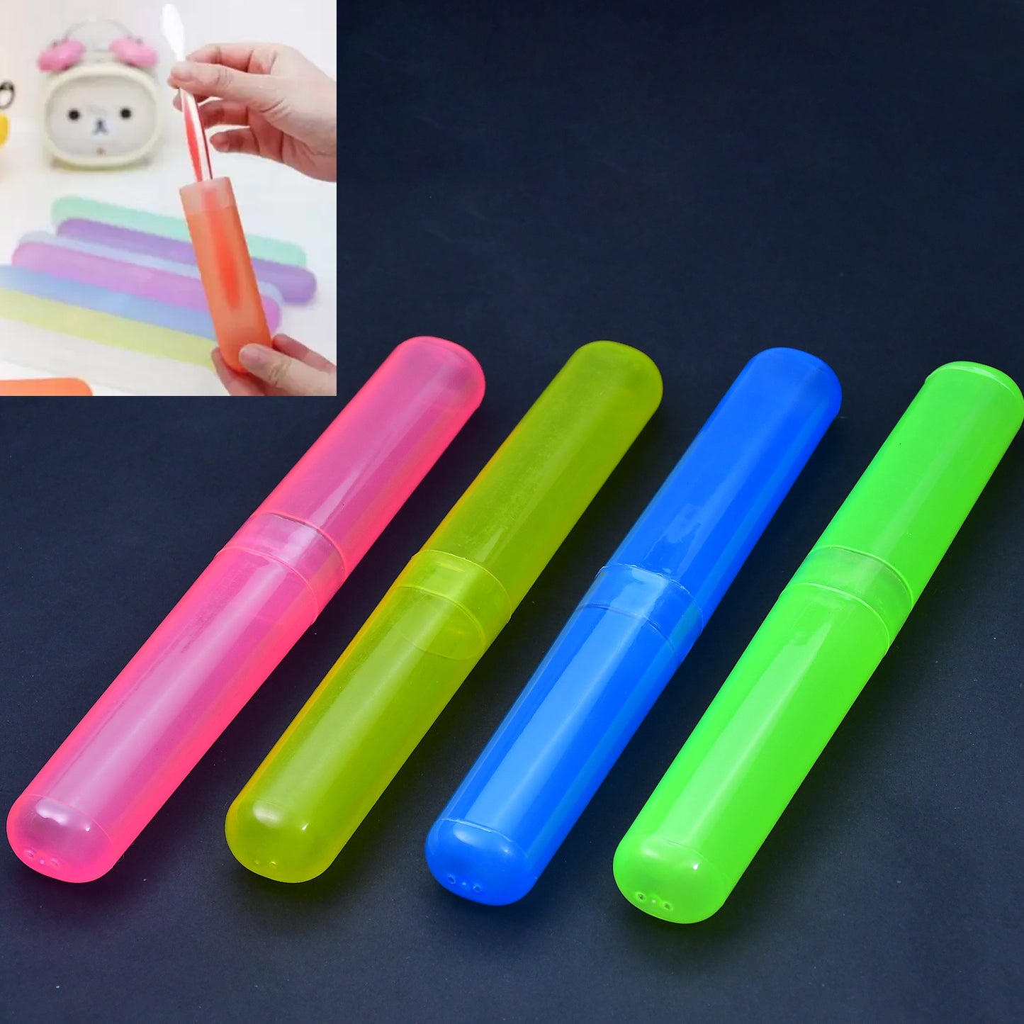 4pc Plastic Toothbrush Cover Anti Bacterial Toothbrush Container- Tooth Brush Travel Covers Case Holder Cases (X1036)