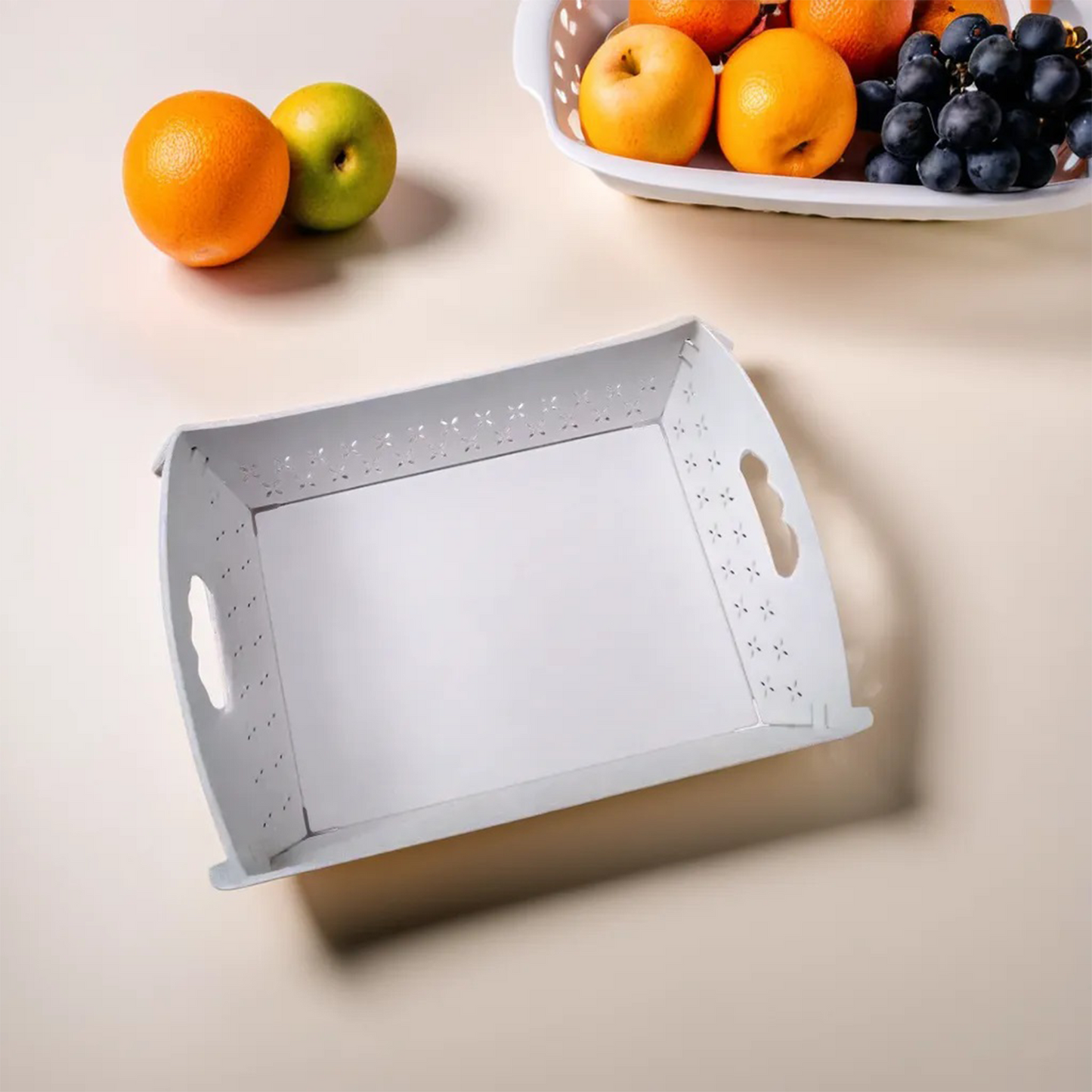 Foldable Serving Tray Plastic Serving Tray With Handle Serving Tray For Food, Kitchen, Outdoors, Restaurants (1 Pc)
