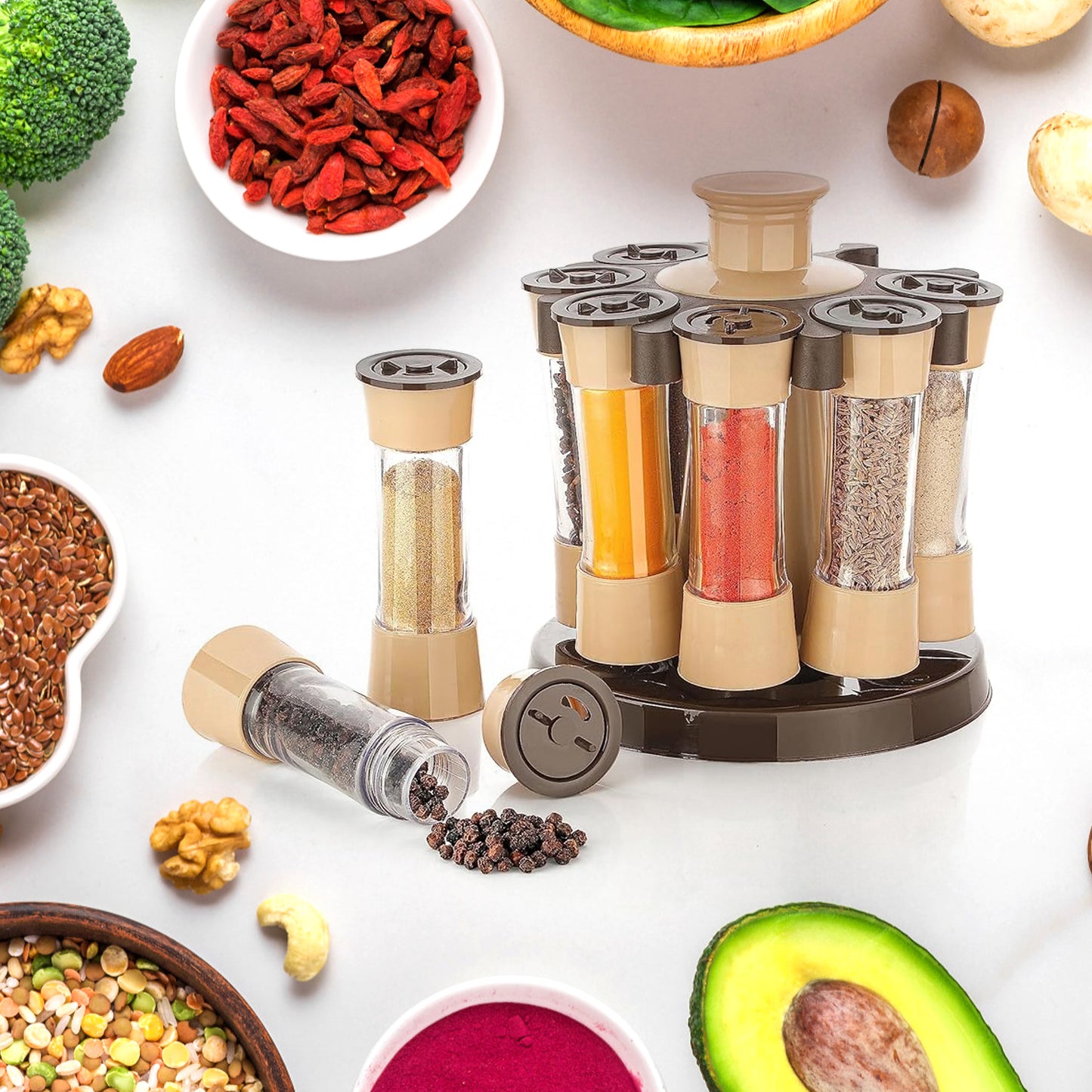 360 Revolving Spice Rack For Kitchen And Dining Table 8 Spice Jars | x6025 |