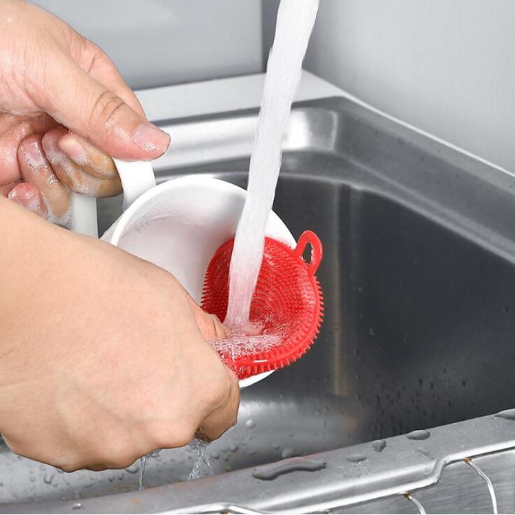 Silicone Dish Scrubber Sponge Mildew Free Non Stick Heat Resistant (X881).