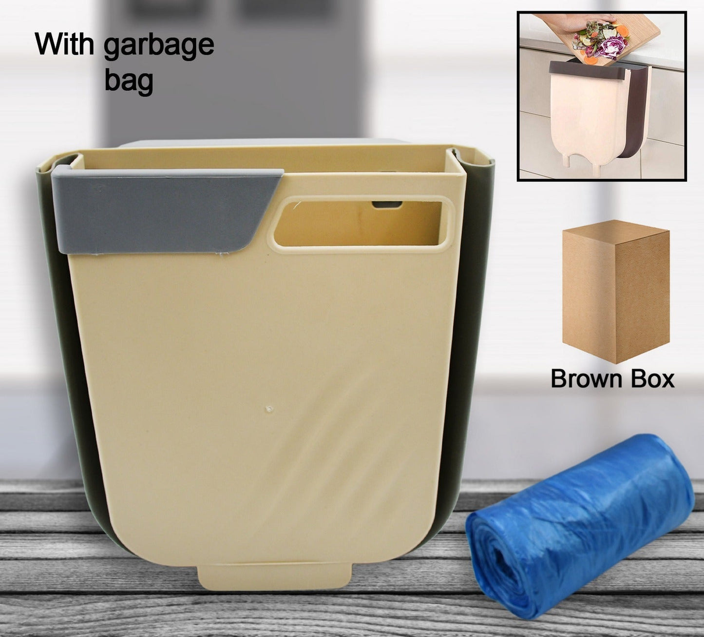 Hanging Trash Can For Kitchen Cabinet Door Small Collapsible Foldable Waste Bins Hanging Trash Holder For Bathroom Bedroom Office Car Portable