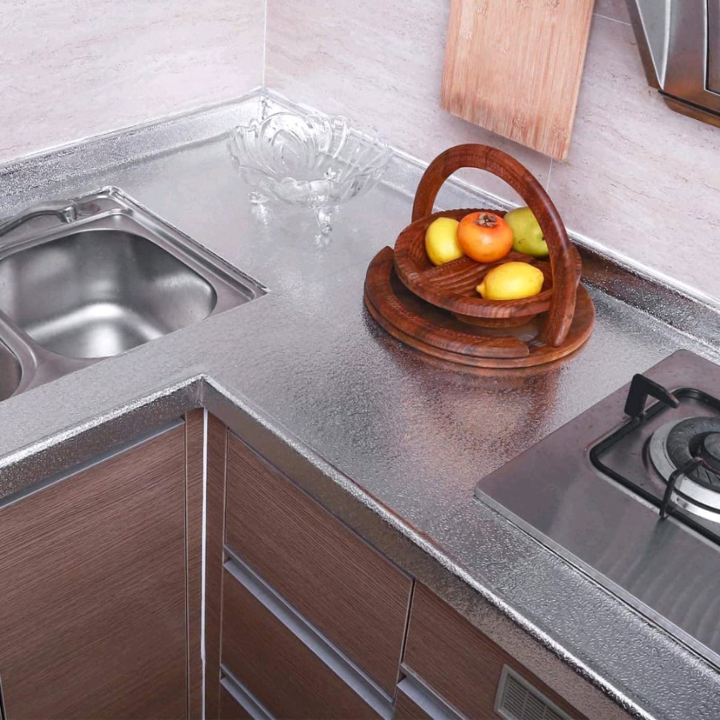 ALUMINIUM SILVER FOIL SIMPLE KITCHEN STICKER OIL PROOF (60x200cm) GOLDEN & SILVER COL. AVAILABLE) (YS-X138)