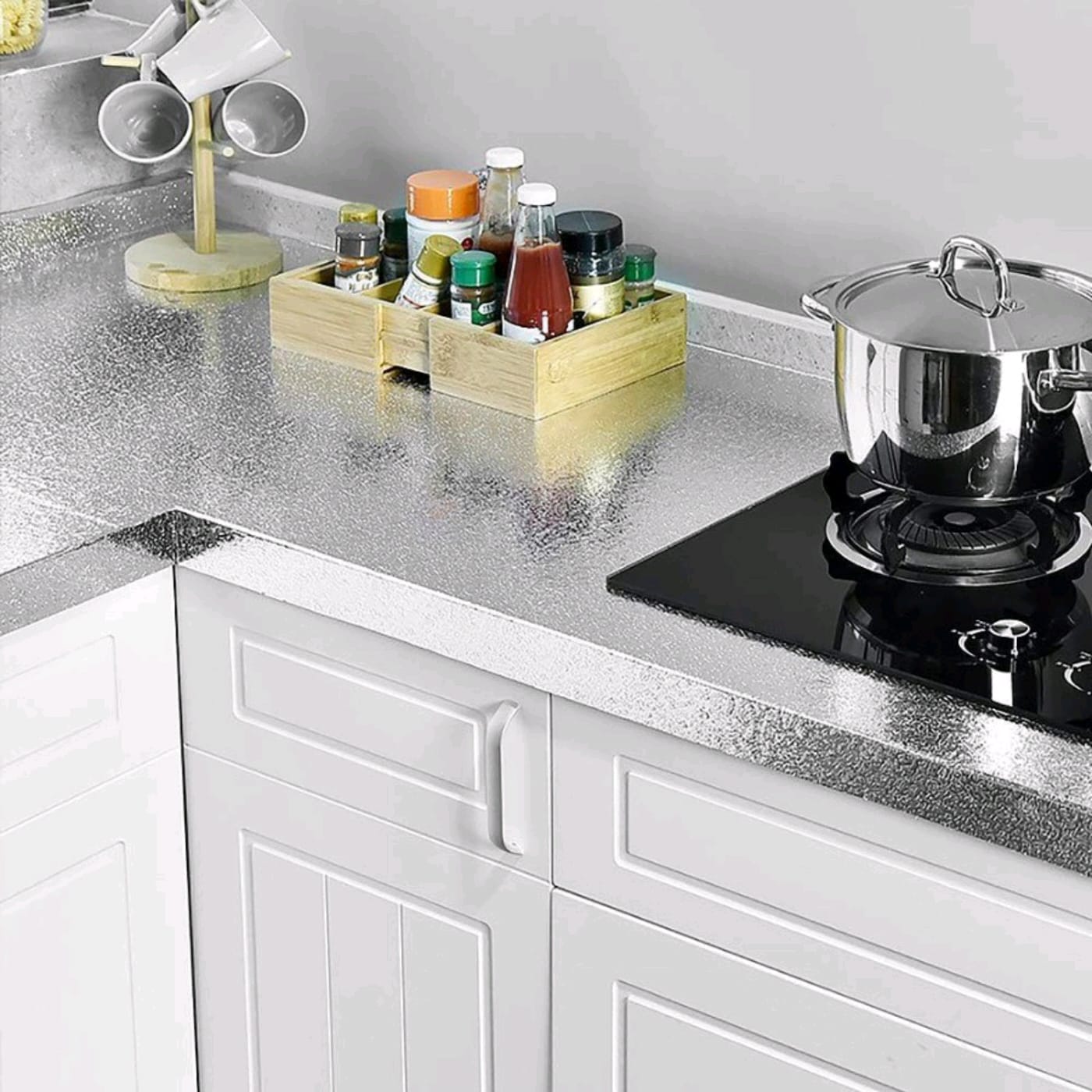 ALUMINIUM SILVER FOIL SIMPLE KITCHEN STICKER OIL PROOF (60x200cm) GOLDEN & SILVER COL. AVAILABLE) (YS-X138)