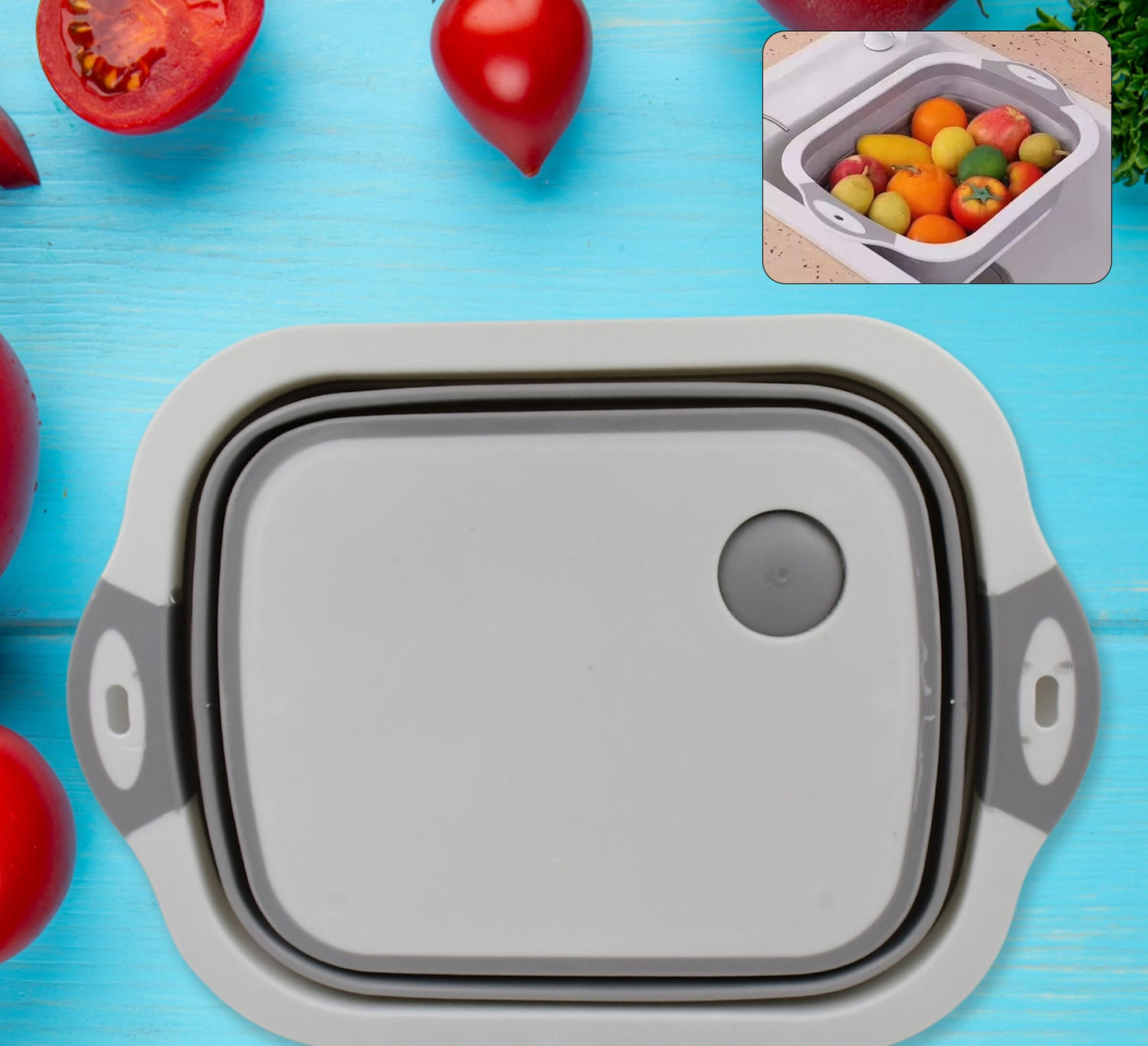 MKK-6- Collapsible Cutting Board With Dish Tub Basket