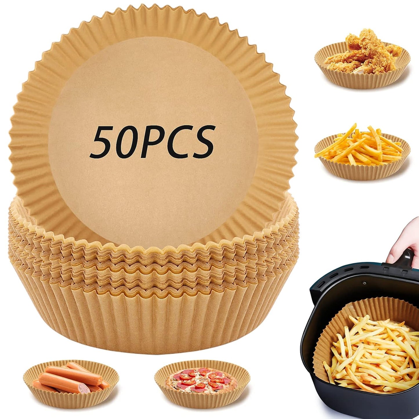 Round Air Fryer Disposable Paper Liner (50 Pcs Set 160mmx45mm) (X477)