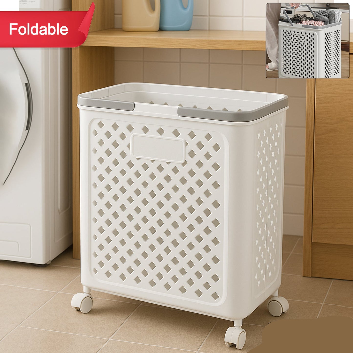 Large Foldable Laundry Basket With Wheels