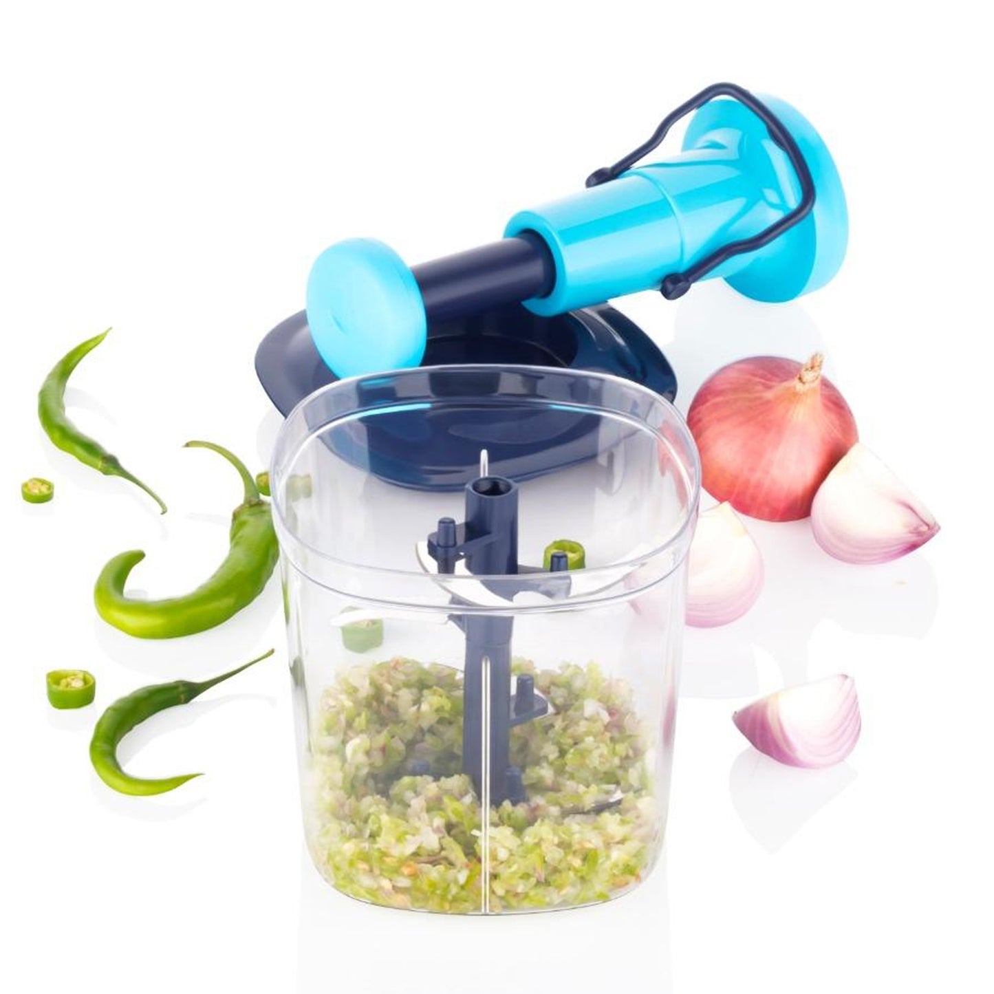 6 Blades Manual Hand-press Vegetable Chopper (1100 Ml) (X663)