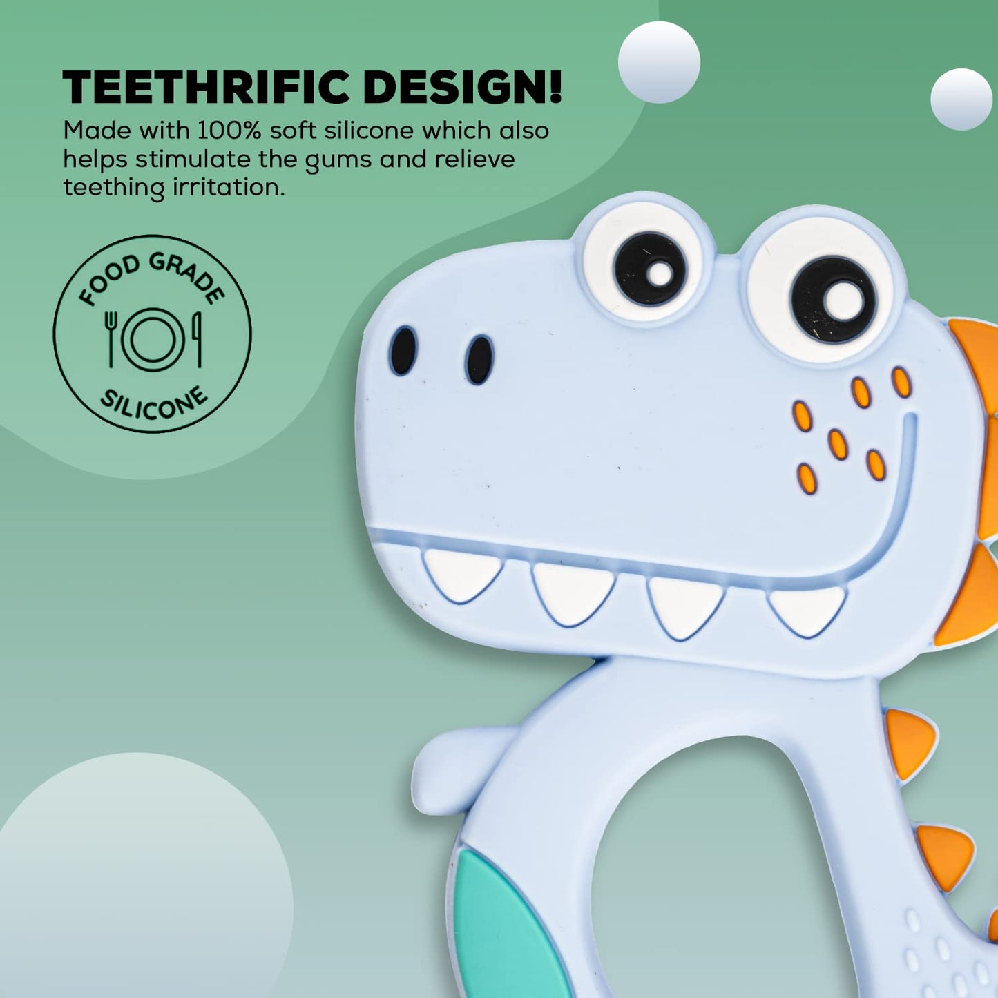 Silicone Dinosaur Teether For Baby (1 Pc Mix Design Color) (X1005)