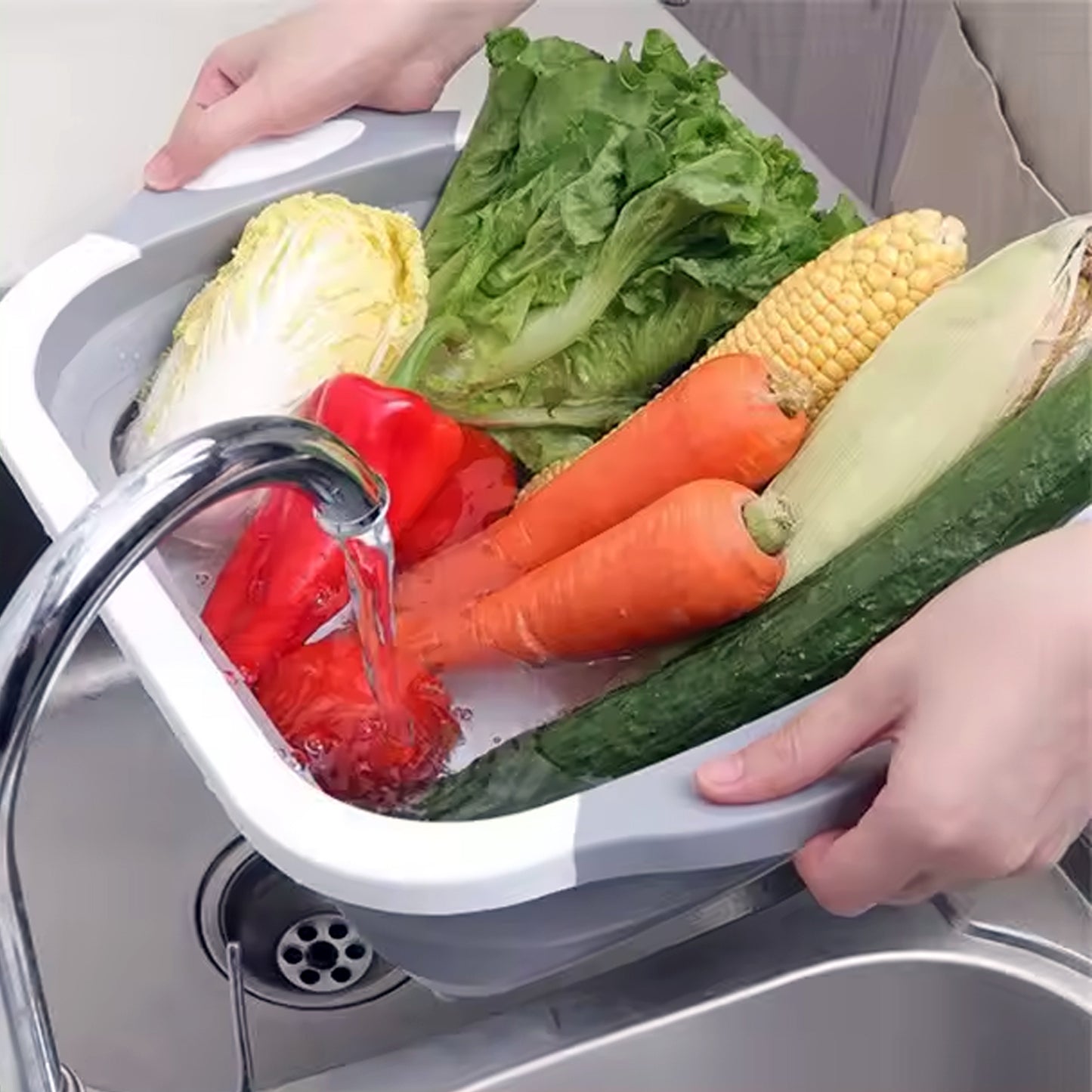 MKK-6- Collapsible Cutting Board With Dish Tub Basket
