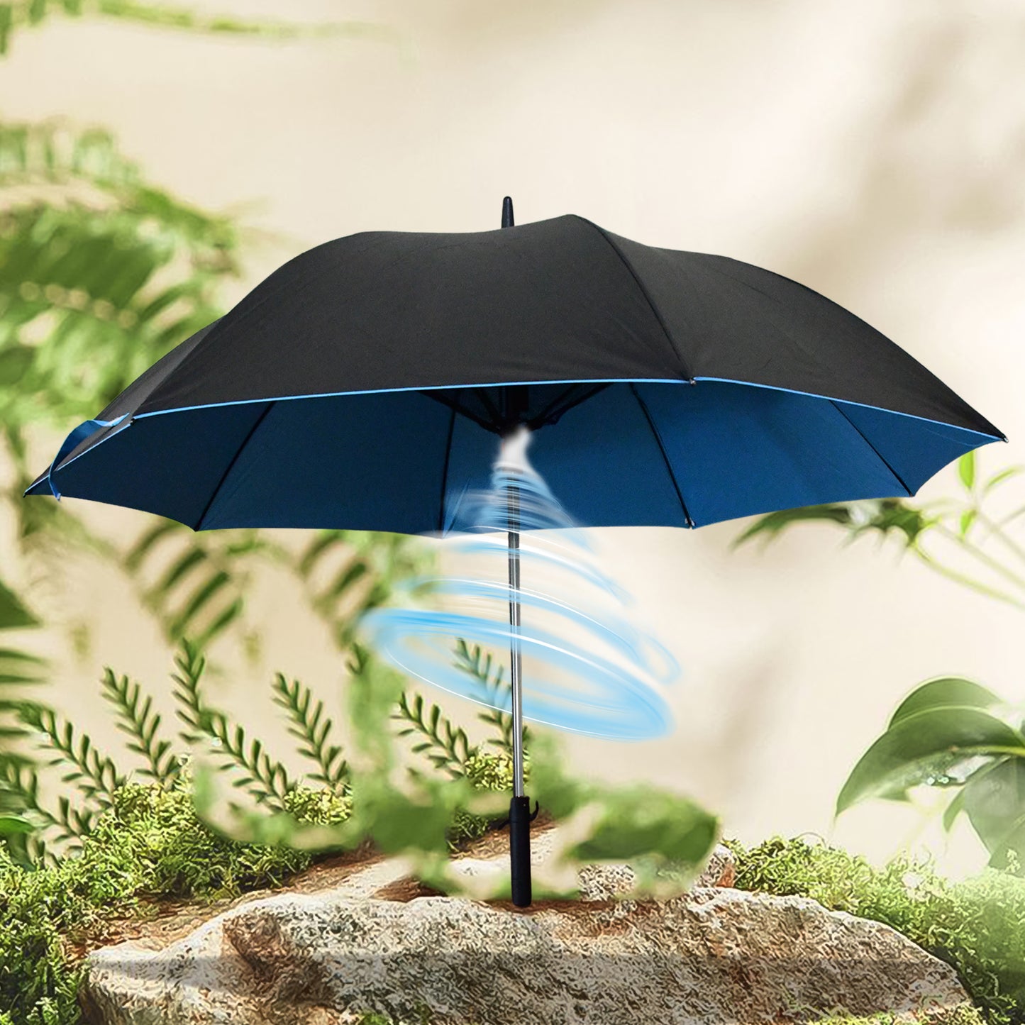 Sun Umbrella With Inside Fan Power Bank Umbrellas For Summer (1 Pc)