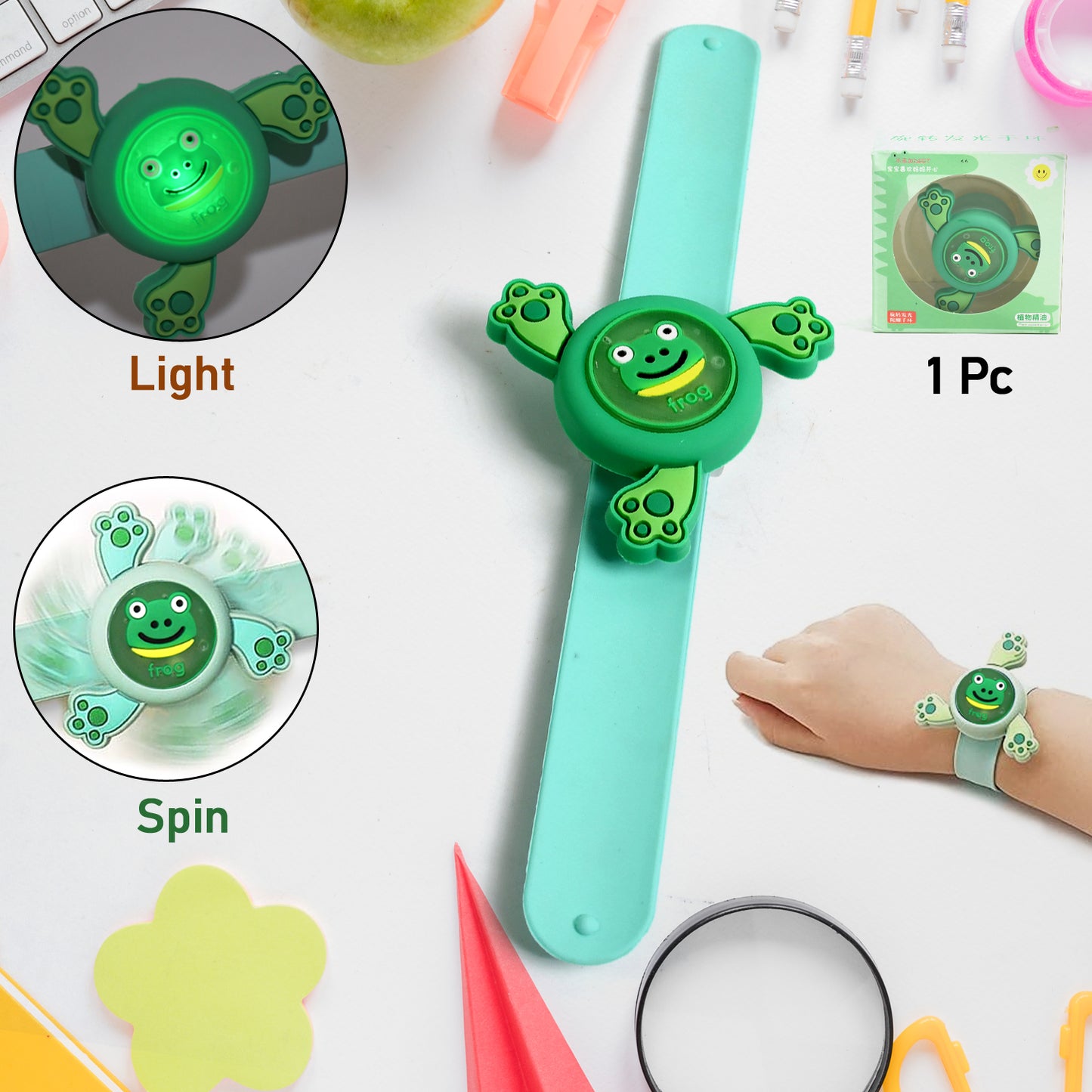 Led Light Spinning Slap Kids Cartoon Bracelet Wrist Band (1 Pc) (X7006)